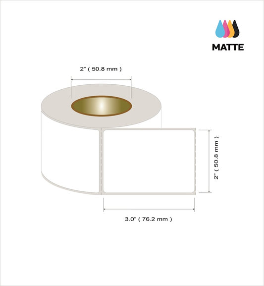 Roleti 8 Rolls Pack Labels 2" x 3” Matte Polypropylene Inkjet Label Rolls, 400 Labels per roll