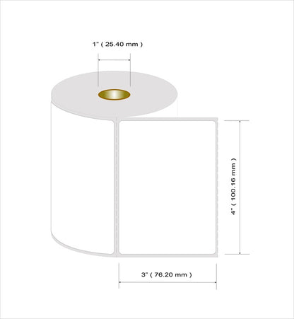 Roleti 4 Rolls Pack Labels 4" x 3” - Direct Thermal Label Rolls, 700 Labels per roll, 2800 Labels per Pack, 1" Core