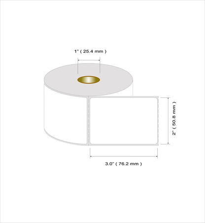 Roleti 8 Rolls Pack Labels 2" x 3” - Direct Thermal Label Rolls, 600 Labels per roll, 4800 Labels per Pack, 1" Core