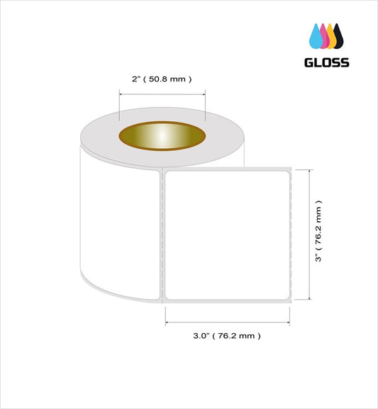 Roleti 4 Rolls Pack Labels 3" x 3” Glossy Polypropylene Inkjet Label Rolls, 400 Labels per roll, 1600 Labels per Pack